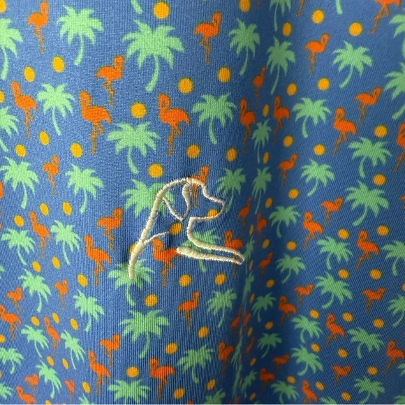 Rhoback Men’s The Snowbird Palm Tree & Flamingos Golf Polo - Picture 5 of 8